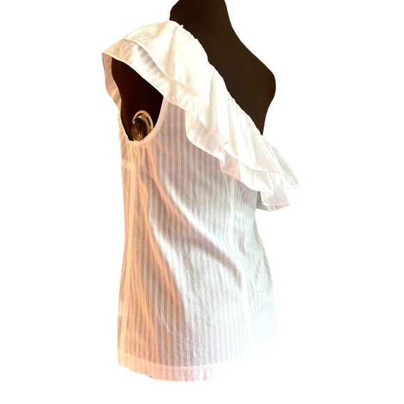 Trina Turk one shoulder white ruffle top blouse size small - Picture 4 of 9